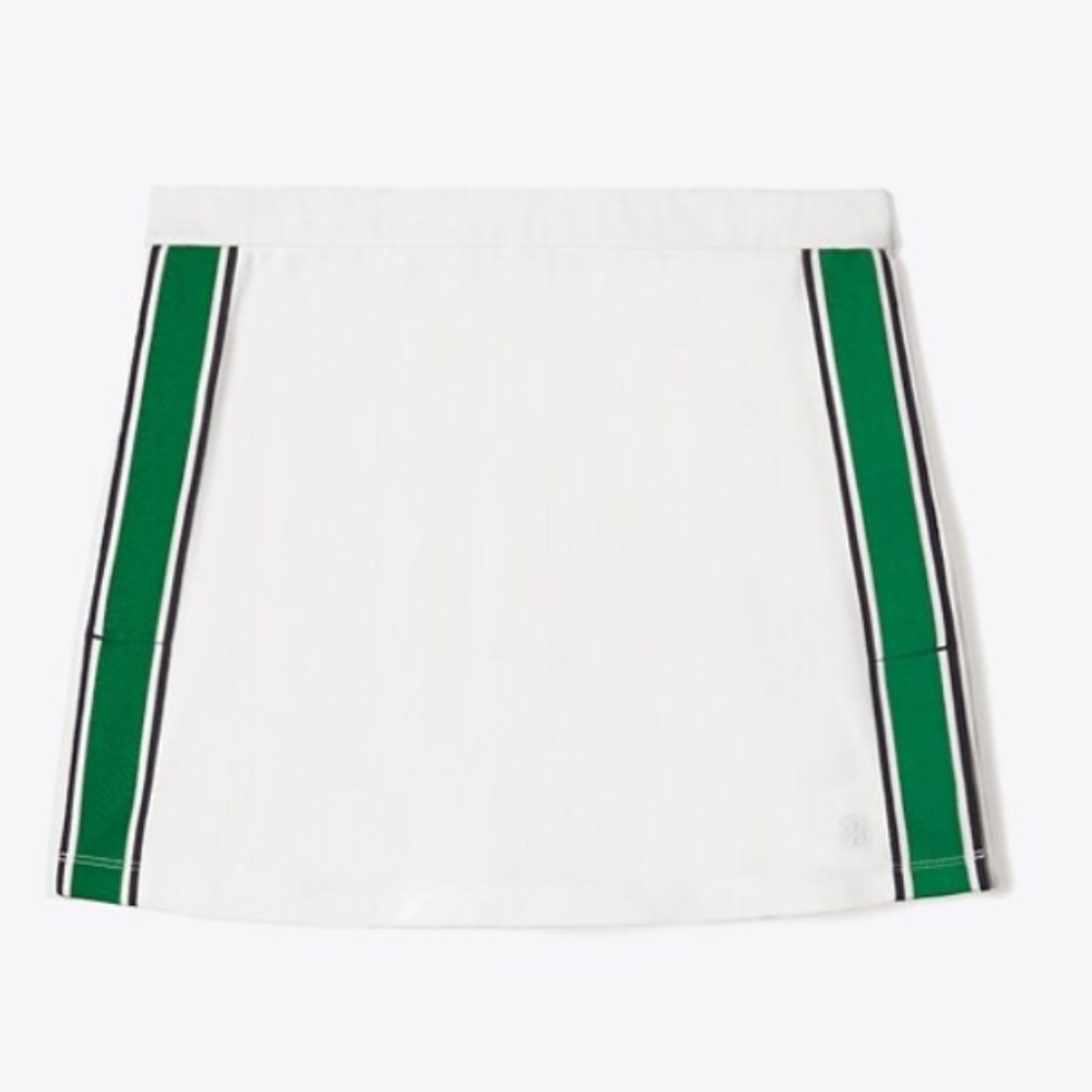 Tory Sport Tennis  White Skort with Green Stripes